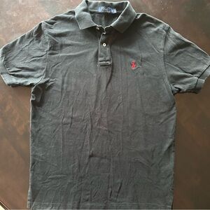 Ralph Lauren Polo: Black Mens Polo With Red Pony, Size Medium